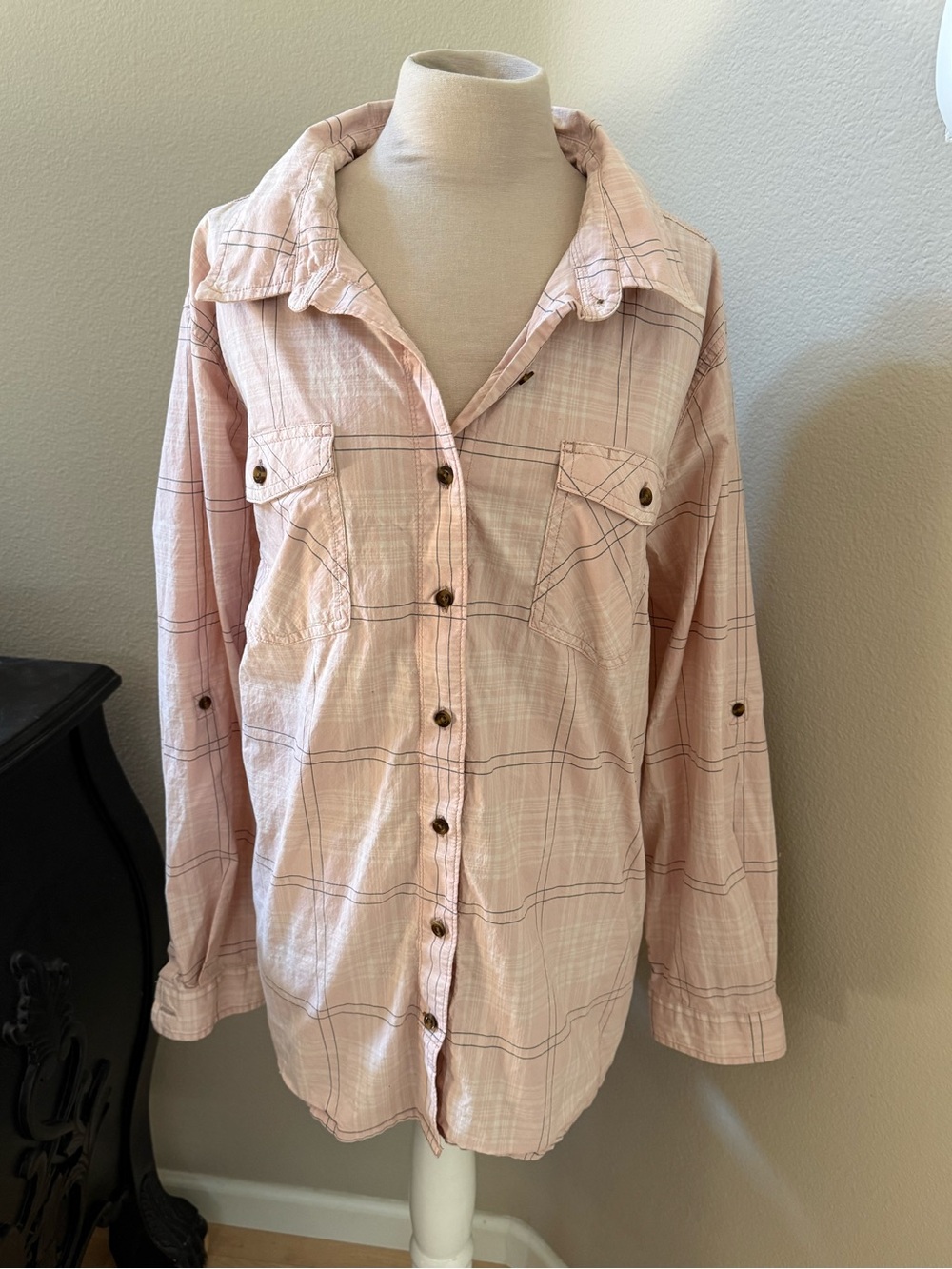 Carhartt Women's Light Pink Plaid Utility Shirt 3X NWOT